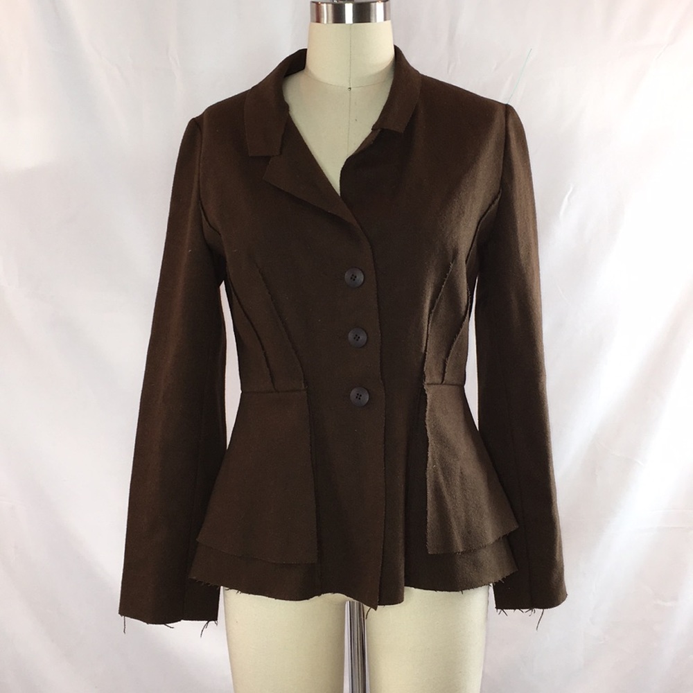 Lilith brown pebbled wool structured blazer